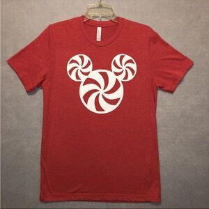 Bella Canvas Red Graphic Tee Holiday Print Mickey Mouse Ears/Christmas Medium